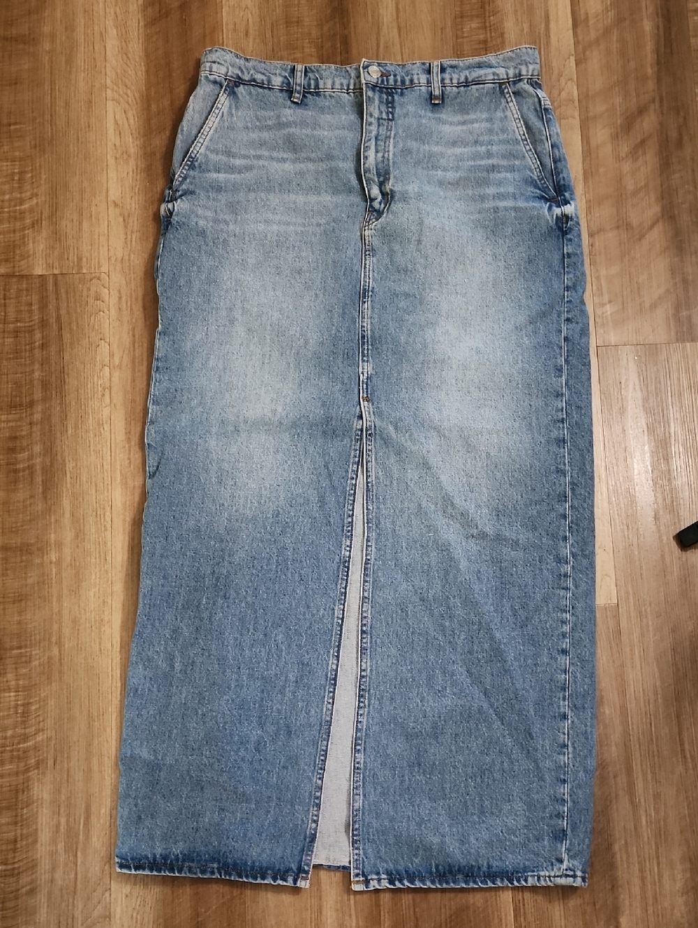 10 Crosby Derek Lam Denim Midi Skirt Front Slit Light Wash High Rise Y2K